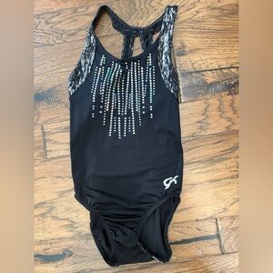 GK Black Leotard with Silver Accents